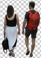 back, caucasian, couple, cutout, cutout couples, cutout people, day, eye level view, natural light, people, summer, walking