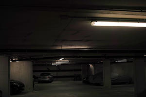 artificial lighting, England, eye level view, indoor lighting, Liverpool, night, parking, The United Kingdom, urban