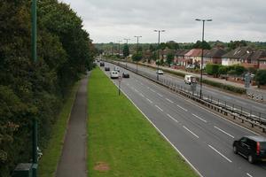 car, day, elevated, England, grass, guardrail, London, natural light, road, The United Kingdom, vegetation