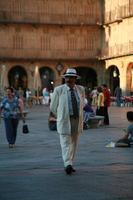 Castilla y Leon, casual, day, eye level view, man, old, people, plaza, Salamanca, Spain, summer, sunlight, sunny, sunshine