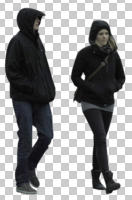 casual, caucasian, couple, cutout, cutout couples, cutout people, day, diffuse, diffused light, eye level view, front, walking, winter