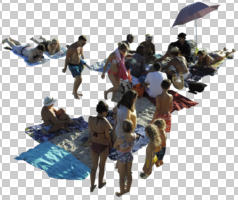 above, afternoon, cutout, cutout groups, cutout people, day, direct sunlight, elevated, group, natural light, parasol, people, standing, summer, summer, sunbathing, sunlight