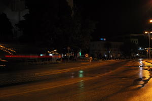 artificial lighting, city, Croatia, eye level view, night, spring, street, wet, Zadar, Zadarska