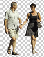 casual, caucasian, cutout, cutout couples, cutout people, day, elderly, eye level view, front, people, summer, three-quarter, walking