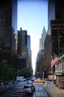 building, car, day, elevated, facade, flag, Manhattan, New York, skyscraper, street, sunny, The United States