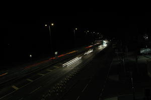 artificial lighting, car lights, city lights, elevated, England, evening, London, night, outdoor lighting, road, The United Kingdom, urban, winter