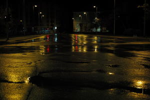 artificial lighting, city, Croatia, eye level view, night, spring, street, urban, wet, Zadar, Zadarska