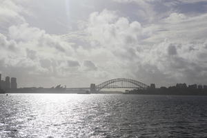 Australia, bridge, dusk, eye level view, New South Wales, seascape, summer, Sydney