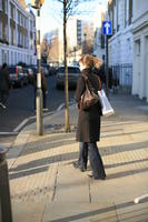 afternoon, day, England, eye level view, London, natural light, people, street, The United Kingdom, walking, winter, winter, woman