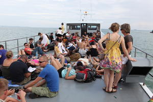 boat, casual, day, diffuse, diffused light, eye level view, group, people, sitting, summer, Thailand