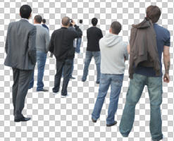 back, casual, caucasian, cutout, cutout groups, cutout people, day, eye level view, group, natural light, people, standing