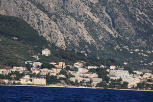 coastline, Croatia, day, eye level view, Makarska, mountain, seascape, Splitsko-Dalmatinska, summer, town, tree, vegetation