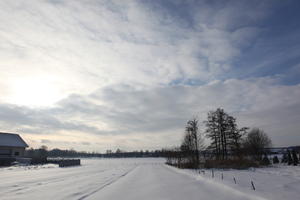 afternoon, cloud, day, diffuse, diffused light, eye level view, open space, Poland, road, sky, snow, sunny, Wielkopolskie, winter