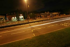 artificial lighting, elevated, England, evening, grass, London, road, The United Kingdom, vegetation