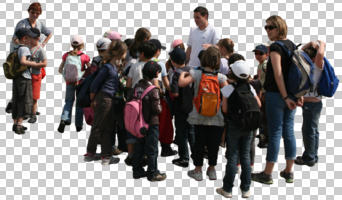 back, casual, children, cutout, cutout groups, cutout people, day, eye level view, group, people, school children, spring, standing, student, sunny