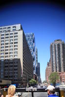 3-point perspective, building, day, eye level view, facade, Manhattan, New York, street, sunny, The United States