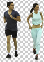 casual, caucasian, couple, cutout, cutout couples, cutout people, day, diffuse, diffused light, eye level view, front, jogging, people, running, summer