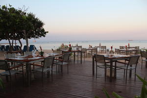 Bali, beach, cafe, chair, day, dusk, eye level view, furniture, Indonesia, summer, table