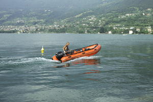 boat, day, eye level view, Italia , lake, Lombardia, male, man, Monte Isola, mountain, sailing, summer, sunny