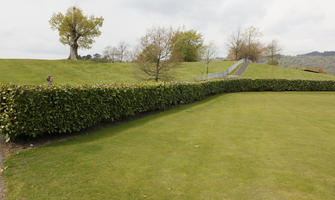 cloudy, day, eye level view, grass, hedge, lawn, noon, park, Scotland, spring, sunny, The United Kingdom