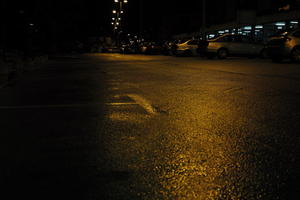 artificial lighting, car, car park, city, Croatia, eye level view, night, spring, street, urban, wet, Zadar, Zadarska