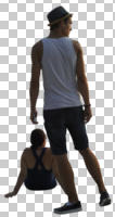 back, casual, couple, cutout, cutout couples, cutout people, day, diffuse, diffused light, eye level view, standing, summer