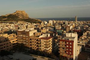 Alicante, cityscape, dusk, elevated, Spain, Valenciana