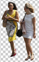 casual, caucasian, cutout, cutout people, cutout women, day, eye level view, front, sunny, walking, woman