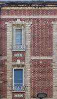 brick, day, diffuse, diffused light, eye level view, facade, natural light, texture, window