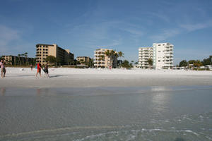 apartment, beach, day, eye level view, family, Florida, palm, Sarasota, seascape, sunny, sunshine, The United States, walking, winter