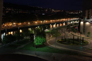 artificial lighting, Bilbao, cityscape, elevated, night, Pais Vasco, river, roundabout, Spain