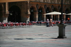 cafe, Castilla y Leon, day, eye level view, plaza, Salamanca, Spain, summer, sunlight, sunny, sunshine