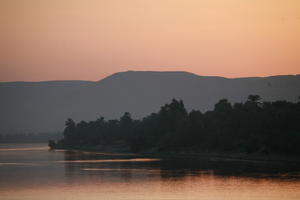 clear, dusk, East Timor, Egypt, Egypt, eye level view, river, river Nile, silhouette, sky, sunset, vegetation