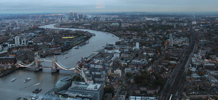 aerial view, city, diffuse, diffused light, England, London, river, The United Kingdom, urban, winter