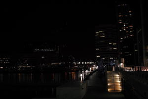 artificial lighting, building, city, city, city lights, cityscape, embankment, England, eye level view, London, night, promenade, river, stair, The United Kingdom, tower, winter