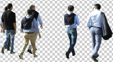 back, business, caucasian, cutout, cutout groups, cutout people, day, eye level view, male, people, smart casual, spring, sunny, walking