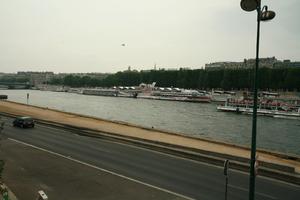 boat, car, elevated, France, Ile-De-France, overcast, Paris, river, road, spring, transport