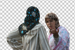 cutout, cutout people, cutout women, day, eye level view, female, Muslim, natural light, summer, woman