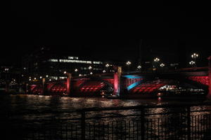 bridge, building, city, city, city lights, cityscape, England, evening, eye level view, London, night, river, The United Kingdom, winter