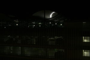 airport, artificial lighting, elevated, eye level view, louvres, Madrid, night, parking, Spain