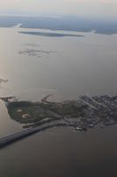 aerial view, coastline, dusk, Manhattan, New York, The United States