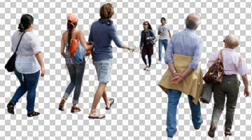 casual, caucasian, cutout, cutout groups, cutout people, day, diffuse, diffused light, eye level view, group, natural light, people, summer, walking