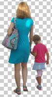 back, caucasian, couple, cutout, cutout couples, cutout people, day, eye level view, mother and child, people, summer, sunny, walking