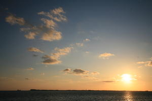 cloud, dusk, eye level view, Florida, Miami, seascape, sky, sun, sunset, The United States