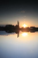 clear, dusk, elevated, England, London, natural light, river, silhouette, sky, sunset, sunset, The United Kingdom, winter