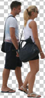 ambient light, casual, caucasian, couple, cutout, cutout couples, cutout people, day, eye level view, side, summer, walking