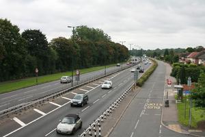 car, day, elevated, England, grass, guardrail, London, natural light, road, The United Kingdom, vegetation