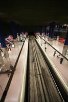 artificial lighting, elevated, Madrid, platform, railway, Spain, station