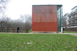 building, day, eye level view, facade, France, grass, Ile-De-France, leaves, natural light, overcast, Paris, park, winter