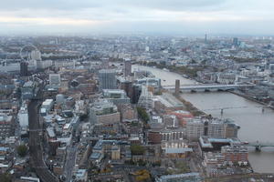 aerial view, city, day, diffuse, diffused light, England, London, overcast, river, The United Kingdom, urban, winter